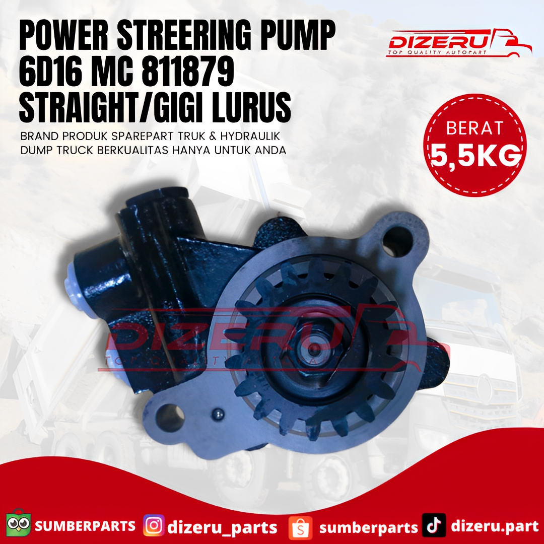Power Steering Pump 6D16 MC 811879 Straight/ Gigi Lurus